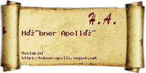 Hübner Apolló névjegykártya